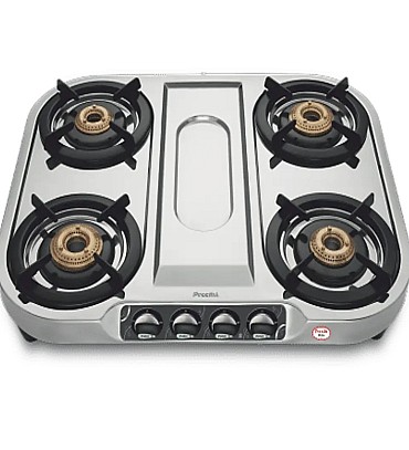 Preethi Shine Stainless Steel Gas stove 4 Burner